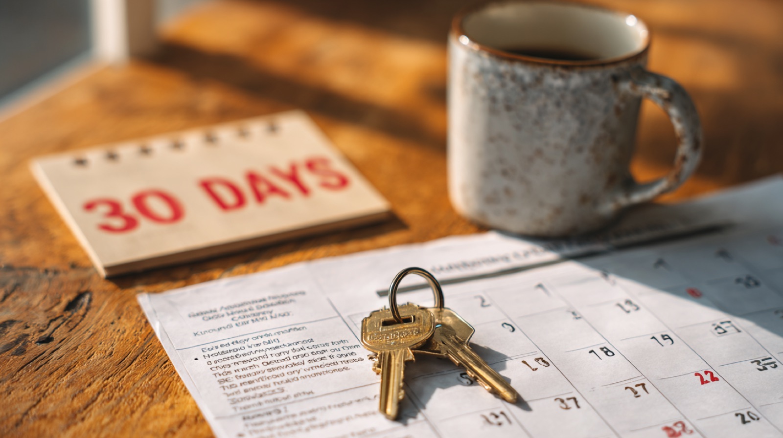 A new Florida homeowner closing packet — the 30-day insurance window starts the moment that key changes hands.
